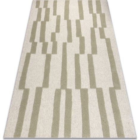 FLUX 461.109.SA400 Wollteppich OSTA - Geometrisch, Strukturell, Loft beige / grün beige 120x170 cm