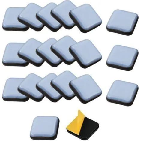 Lot de 20 patins de meubles auto-adhésifs, patins carrés en téflon de 25 mm pour chaises, canapés, bureaux, tables et fauteuils. (1/3)