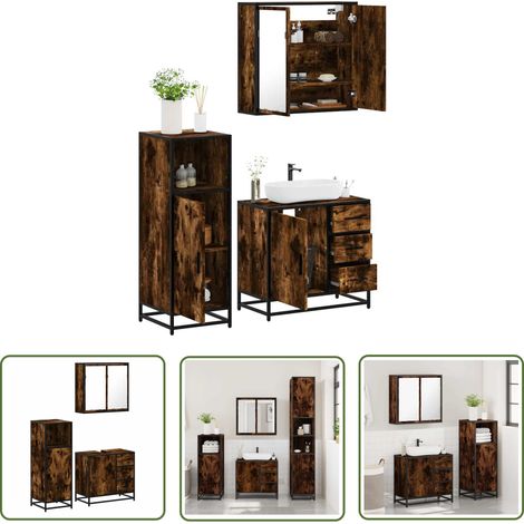 vidaXL Ensemble de meubles de salle de bain 3 pcs Chêne fumé