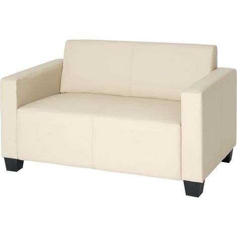 [NEUWERTIG] 2er Sofa Couch Moncalieri Loungesofa Kunstleder creme (1/5)