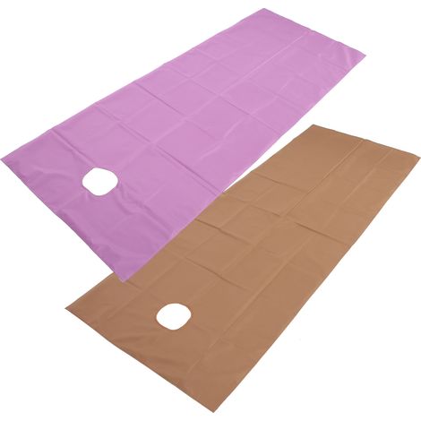 Lot de 2 Draps de Table de Massage Imperméables SPA, Couverture de Table Esthétique 75x200cm, Type à Trou Ovale, Violet et Café Foncé (1/5)