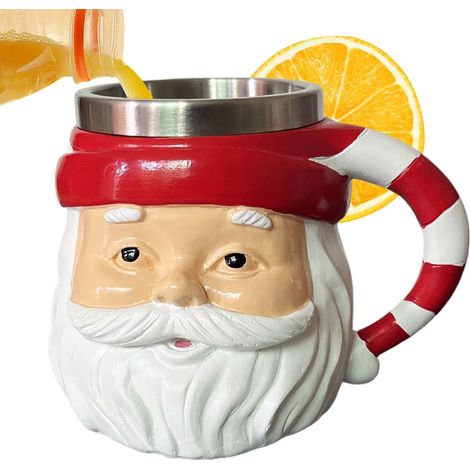 Mug Père Noël Poignée originale Père Noël Tasses De Fêtes Originales Cadeau pour Femme Vacances Cuisine Chocolat Chaud Anniversaire Soirée Maison Bureau Table Déco (1/5)