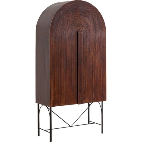 Made In Meubles – Armoire arrondie en bois de manguier – Dimensions 186x90x42 cm – Élégance contemporaine avec pieds en métal noir – Rangement spacieux (1/5)