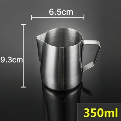 Kaffeeaufschäumer, 350 ml – Edelstahl-Milchkännchen, handgefertigt, Latte Art, Schaumbecher, 150, 350, 600 ml