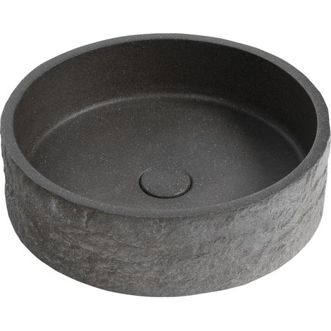 Vasque en béton ISPIR avec bonde, 40 cm, granit noir (1/4)