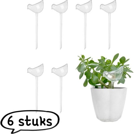 Kit arrosage plantes 6 pièces blanc oiseau globe transparent bec verseur intérieur extérieur auto irrigation (1/5)