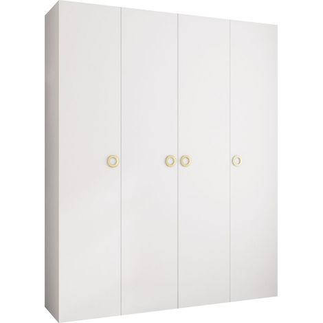 Armoire Hartford 554, Blanc, 246x200x42cm, Portes d'armoire: Avec des charnières, Nombre d'étagères: 12 (1/5)