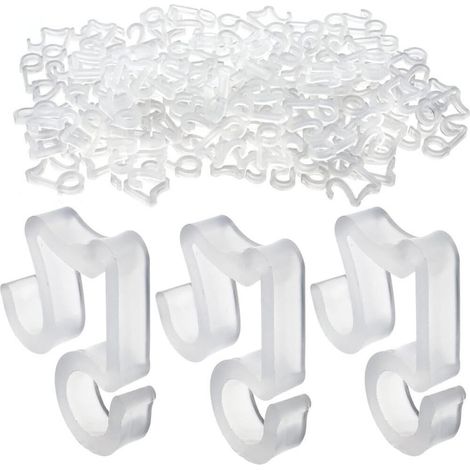 Lot de 100 Blanc Plastique Crochets à Suspendre pour Guirlande Lumineuse de Noël Bardeau de Gouttière Crochets Extérieurs (1/5)