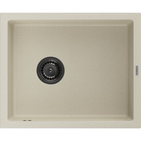 Mexen Pedro 1-Becken-Granit-Spüle 560 x 460 mm, Beige, Siphon Schwarz - 6508561000-69-B (1/5)