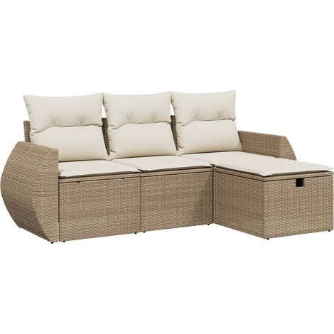 Set Divano da Giardino 4 pz con Cuscini Beige in Polyrattan vidaXL (1/4)