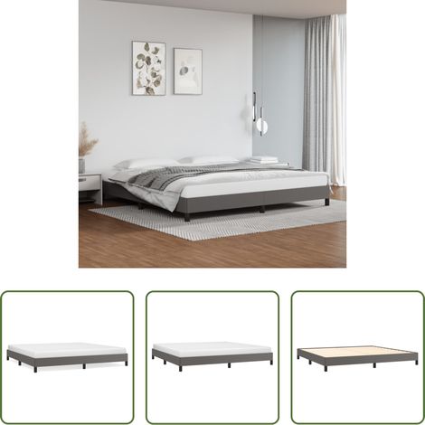 Kunstlederbett - Bettgestell Grau 200x200 cm Kunstleder (1/5)
