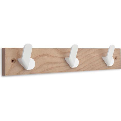 INOFIX Appendiabito Nordik Legno Frassino 3Ganci Metallo Bianco