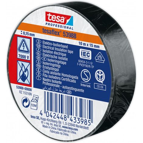 NASTRO PVC ISOLANTE IMQ TESA - NERO MM 15 ML 10 - 20 pezzi