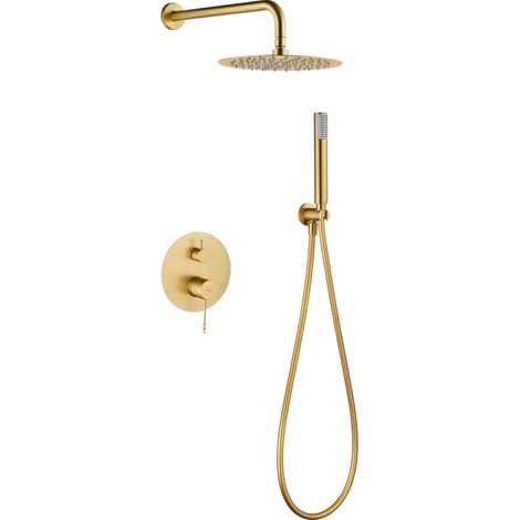 Ensemble de douche murale encastrée TWIST Mitigeur Or brosséOr rose brosséChroméNickel brosséOr brosséNoir matCanon de fusil
