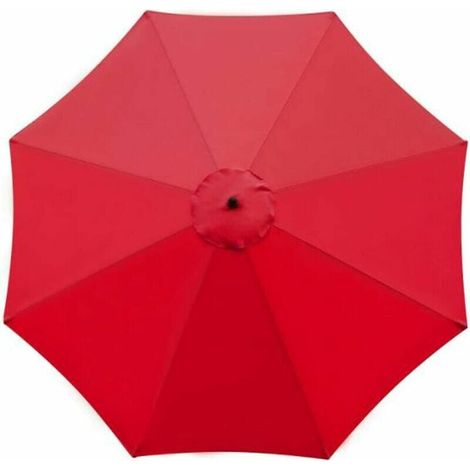 Toile De Rechange Pour Parasol - Polyester Double Couche Imperméable Et Anti-Uv - Diamètre 3 M - 8 Nervures - Rouge (1/5)