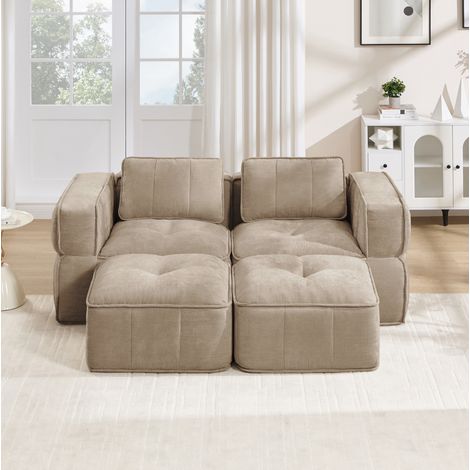 CHICFURN Divano modulare 3 posti 271x93x67 cm poliestere sabbia senza montaggio (1/5)