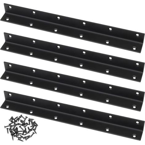 Set mit 4 schwarzen L-förmigen Eckverbindern für den Gartenbereich, 275 x 25 x 25 mm, zur Reparatur von Verbindungen, Möbeln, Regalen und Schränken