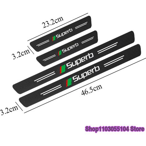 (Superbe) 4 pièces autocollant de seuil de porte de voiture en Fiber de carbone pour Skoda Kamiq Octavia Kodiaq Rapid Superb Fabia Karoq Scala MK1 MK2 MK3 RS (1/3)