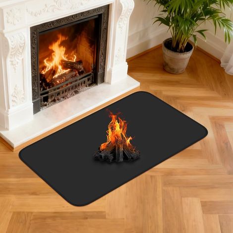 1 Tapis De Cheminée, 100x60x0.1cm, Fibre De Verre, Silicone Ignifuge, Antidérapant, Intérieur Et Extérieur (1/5)
