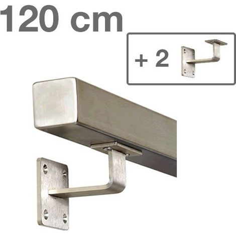 Pasamanos Cuadrado Inox 120 cm + 2 soportes