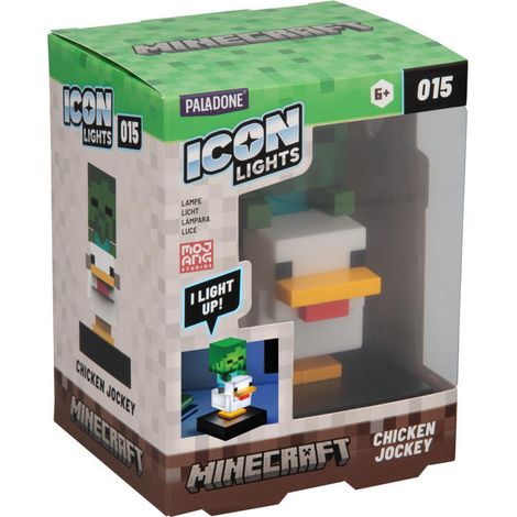 Paladone PP16289MCFID Minecraft Chicken Jockey Lampada Decorativa 3D 12 cm con Luce Calda a Batterie