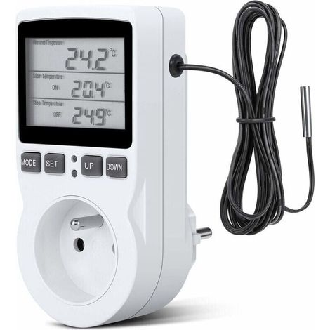 Controlador digital de temperatura, termostato enchufable para calefacción y refrigeración, regulador de temperatura LCD, 200V-250V para control de temperatura cerrado.