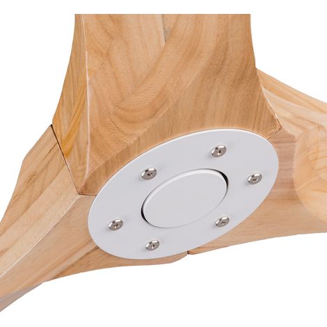 Ventilateur de plafond 52 po à 3 pales en bois avec télécommande et fonction mémoire, style hélice pour terrasse, salon et chambre (1/5)