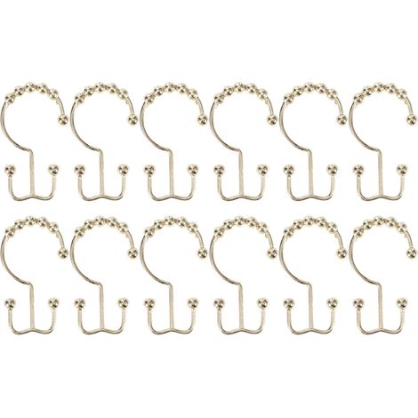 Crochets De Rideau De Douche - Acier Inoxydable Avec Doubles Rouleaux - Pour Salle De Bain Résistant À La Rouille - Lot De 12 (1/5)