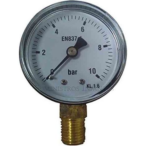 Manomètre à air 0-10 bar 1/4'', boîtier en acier inoxydable pour filtre a sable piscine, réducteur de pression, pression air