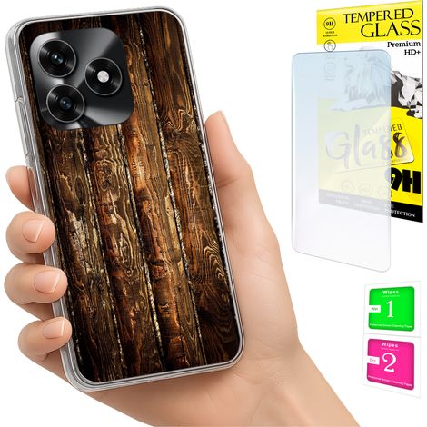 Custodia per Honor X5C Plus / X5C 4G, cover posteriore con vetro temperato 9H. (1/5)