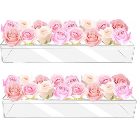Jarrón rectangular de acrílico transparente con 16 agujeros, para UNA persona (1/4)