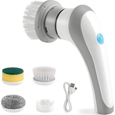Brosse de nettoyage électrique rotative pour salle de bain et joints avec 3 têtes de brosse pour un nettoyage en profondeur des carreaux, de la cuisine, du barbecue, du verre et des pneus (1/4)