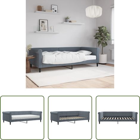 Schlafsofa - Tagesbett mit Matratze Dunkelgrau 100x200 cm Samt (1/5)