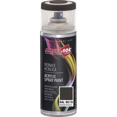 Vernis peinture Acrylique Multi-Usage, Peinture Brillante pour Intérieur et Extérieur, Adapté a Tous Type de Matériau, Aérosol En Fer-Blanc Recyclable de 400 ml, Marron Gris (1/5)