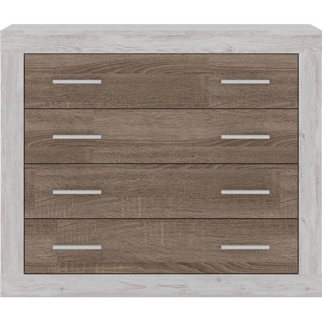 Cómoda de 4 cajones COIMBRA color cambrian/blanco, cambrian/antracita y pina/trufle 98x81,5x39,6 cm PINA/TRUFLE