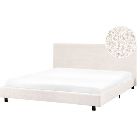Letto matrimoniale imbottito bouclé bianco sporco 180 x 200 cm Albi