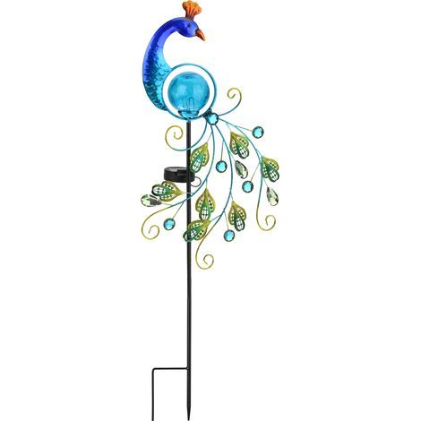 Lampe paon, lampe à douille au sol, lampe solaire en fer forgé, lampe solaire creuse en forme de paon, lampe solaire de jardin (1/5)