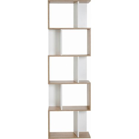 Estantería librería en S de aglomerado color roble y blanco HOMVRA (1/4)