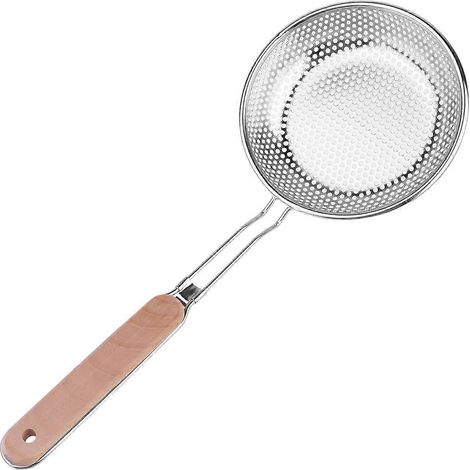 Égouttoir en acier inoxydable compatible écumoires, rond argenté 39x16x4 cm, évacuation des huiles, pour cuisine/hôtellerie, lot de 1 (1/5)