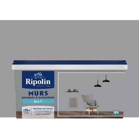 Peinture Murs, Boiseries, Radiateurs RIPOLIN Mat Gris Dauphin 2,5 L