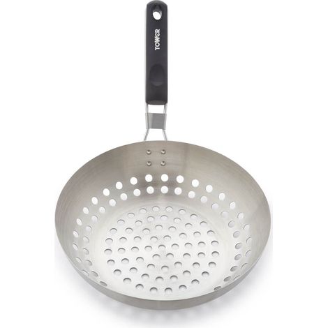 Tower T932017 Outdoor Living Stainless Steel Grill Wok with Folding Bakelite Handle, Stainless Steel (1/5)