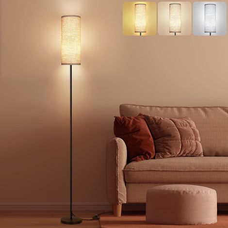 Lampadaire salon moderne avec abat-jour lin - 68" Design Minimaliste, E26 9W 3 tons,Interrupteur au Pied,Bureau/Chambre (1/5)