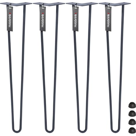HOLZBRINK Pied de Table en Acier Hairpin Triple Barre 12 mm, Hauteur: 60 cm, Acier Brut, 1 pcs, HLT-13A-60-0000