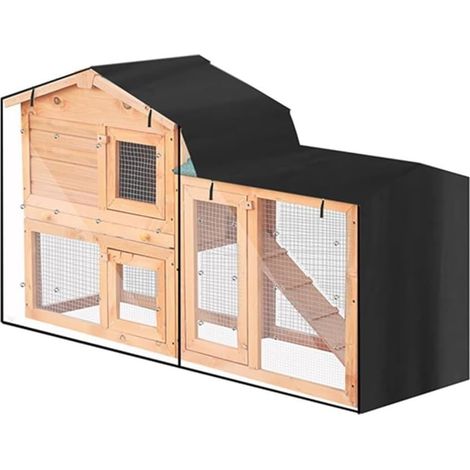 Housse de cage à lapin, cochon d'Inde 210D, housse de clapier triangulaire réglable pour intérieur et extérieur avec sac de rangement pour lapin, cochon d'Inde, lapin (noir, 147 x 52 x 86 cm) (1/5)