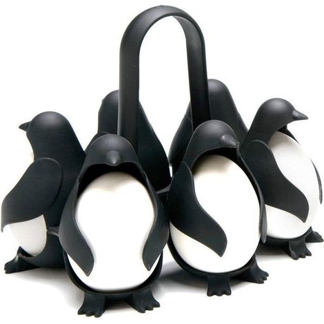 Cuiseur à œufs dur en forme de pingouin, support 3 en 1 cuire conserver servir, pour 6 œufs (1/4)