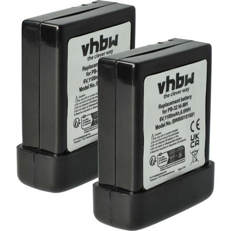 vhbw 2x Battery compatible with Kenwood TH-22AT, TH-208, TH42AT, TH308, TH22AT, TH208, TH-22E, TH-308 Radio, Walkie-Talkie (1100 mAh, 6 V, NiMH)