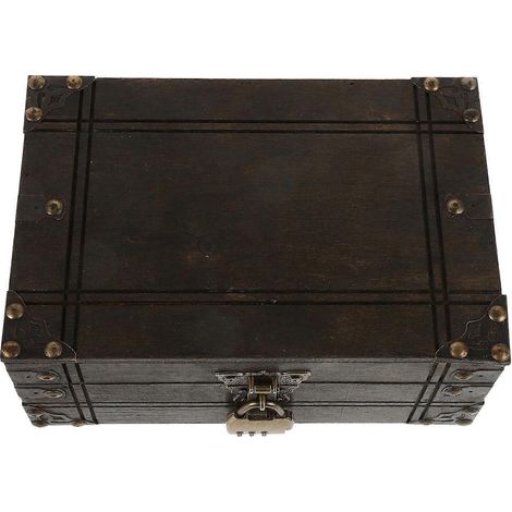 Coffre au trésor rustique en bois compatible avec les boîtes de rangement décoratives à serrure (1/5)