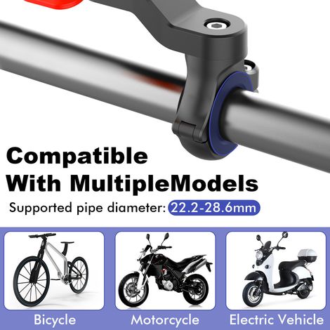 Support de téléphone portable pour vélo, réglable, rotatif et anti-vibrations, pour scooter électrique, noir et rouge (HL-143A) (1/5)