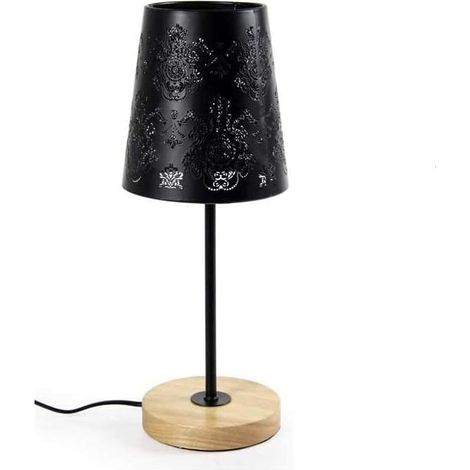 LAMPADA LUMETTO CON PARALUME IN DESIGN FLOREALE DI COLORE NERO 14 X 35 CM (1/2)