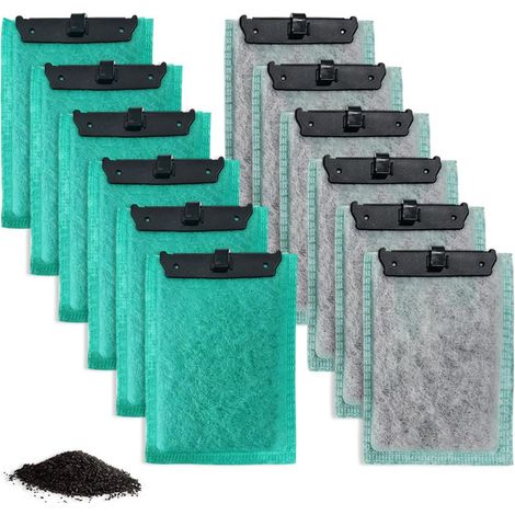 Lot de 12 cartouches de filtration pour aquarium, filtre de rechange pour eau claire et saine